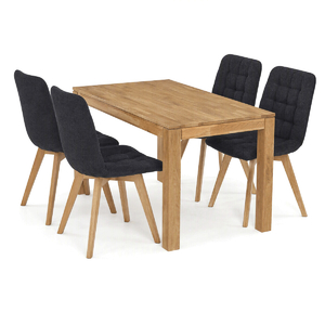 Jídelní set s 4 židlemi Deneb, černá, 140x80x75cm, masiv, dub, ASE-1040 BK2