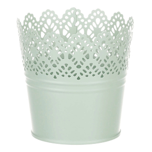 Obal kovový - kulatý, krajkový okraj, barva zelená