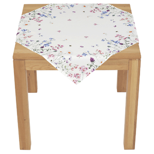Ubrus - barevné luční kvítí, bílý základ, 100 % polyester, 80 x 80 cm