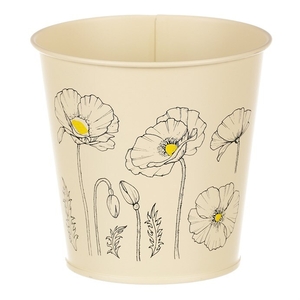 Obal kovový - kulatý s kvetoucím mákem, barva žlutá