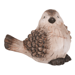 Ptáček - keramická figurka, barva hnědá