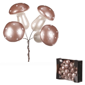 Houby na drátku, barva růžová perleť, cena za balení (24 ks)