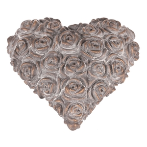 Srdce s růžemi - betonové, antracitově šedé