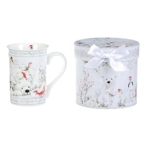 Hrnek porcelánový - 320 ml, dárkové balení, zimní krajina s ledními medvědy