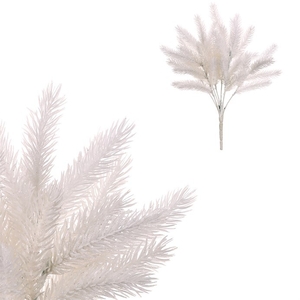 Smrk - umělá větev, barva bílá se třpytkami
