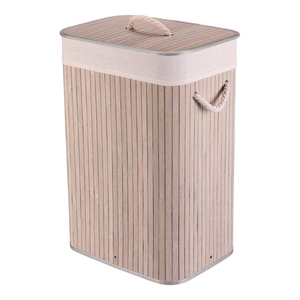 Koš prádelní - bambusový, s víkem, šedý