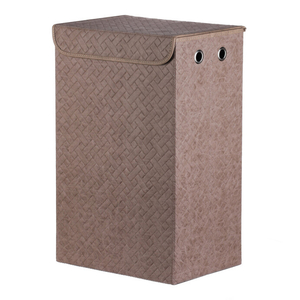 Koš prádelní - látkový s víkem, hnědá barva