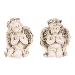 Anděl pietní - polyresin, LED, sedící, sv. šedý, mix 2, cena za 1 ks