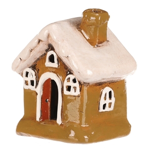 Domeček keramický - LED osvětlení, zelený s bílou střechou