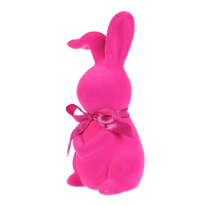 Zajíc - keramická figurka, semišový povrch, vel. M, růžová