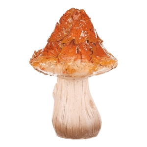 Houba z polyresinu - spičatý klobouk s listím, žlutá