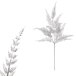 Kapradí - umělá větev, stříbrná matná