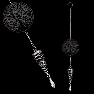 Dekorace na zavěšení, kovová, stříbrná - strom života.