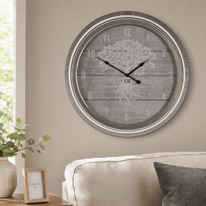 Hodiny nástěnné - pr. 58 cm, MDF, sklo a kovový rám, strom života