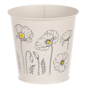 Obal kovový - kulatý s kvetoucím mákem, barva krémová