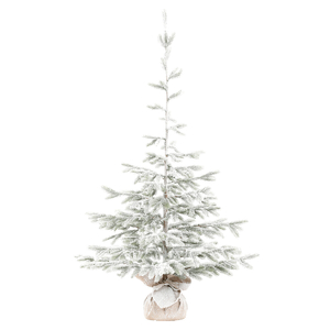 Stromek v jutovém obalu - umělý smrk, 150 cm, zasněžený
