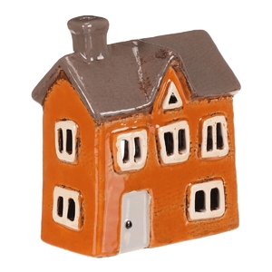 Domeček keramický - na čajovou svíčku, oranžový