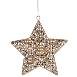 Hvězda kovová - závěsná ozdoba, barva měděná