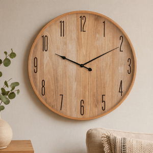 Hodiny nástěnné - pr. 53 cm, MDF a dřevený rám, imitace dýhy