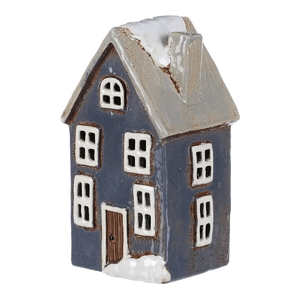 Domeček keramický - na čajovou svíčku, modro-šedý