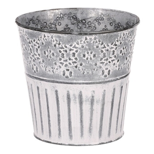 Obal kovový - kulatý, se zrníčky, šedo-bílý