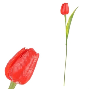 Tulipán plastový - řezaná květina, tm. oranžová, cena za 1 ks