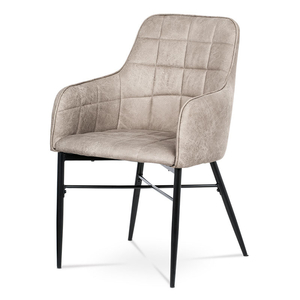 Jídelní židle, potah lanýžová látka v dekoru vintage kůže, kovová čtyřnohá podno