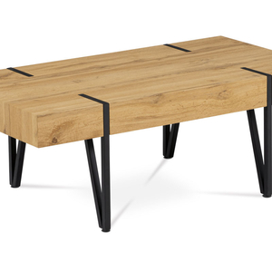 Stůl konferenční, 110x60x42, MDF divoký dub, kov černá matná