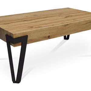 Stůl konferenční, 112x62x43 cm, deska MDF, dekor divoký dub, kov - černý mat