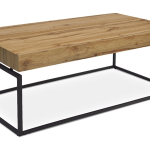 Stůl konferenční, 110x60x43 cm, deska MDF, dekor divoký dub, kov - černý mat