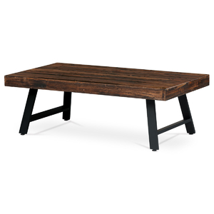 Konferenční stůl, 130x70 cm, MDF deska, dýha borovice, kov, černý lak