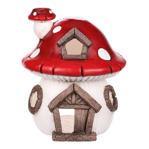 Houbový domeček na čajovou či LED svíčku, dekorace z MgO keramiky.