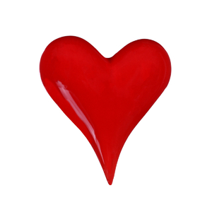 Srdce keramické, lesklá červená barva.