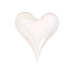 Srdce keramické, lesklá bílá barva.