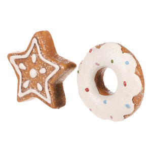 Hvězda a donut - ozdoby z terakoty, imitace perníku, cena za 1 ks