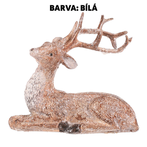 Jelen - polyresinová figurka, sedící, vel. S, bílý