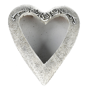 Srdce s květy růží - pietní obal, barva šedá