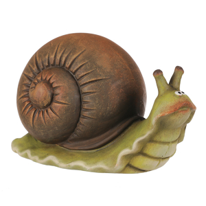 Šnek - keramická figurka, vel. L, zeleno-hnědý