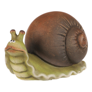 Šnek - keramická figurka, vel. M, zeleno-hnědý