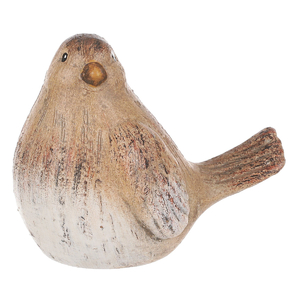 Ptáček - keramická figurka, barva béžovo-hnědá
