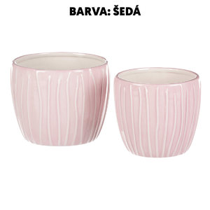 Obal na květiny - keramika, šedý, cena za sadu 2 ks