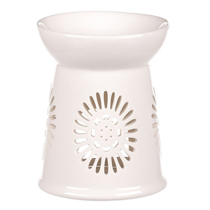 Aroma lampa s motivem sedmikrásky, bílá barva, porcelán.