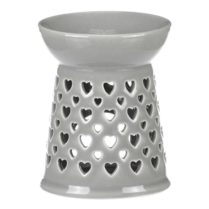 Aromalampa - porcelánová, se srdíčky, barva šedá