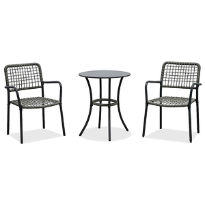 Balkónový set 1+2, stůl 60x60, židle umělý ratan barva antracit,  kov antracit