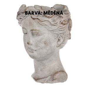 Obal na květiny - tvar hlavy, beton, barva měděná