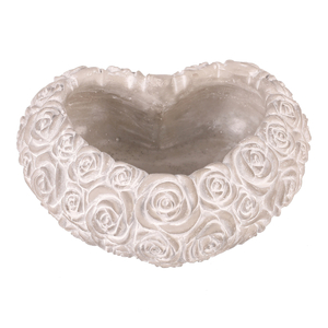 Obal na květiny - srdce s růžemi, beton, šedý