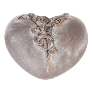 Srdce s růží - betonové, pietní, antracitově šedé