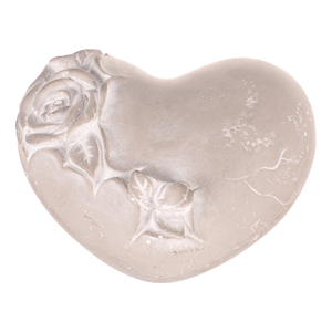 Srdce s růží - betonové, pietní, šedé
