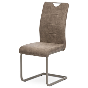 Jídelní židle, lanýžová látka v dekoru vintage kůže, kov-lanýž.lak