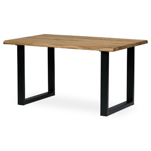 Stůl jídelní, 140x90x75 cm, masiv dub, kovová noha ve tvaru písmene 